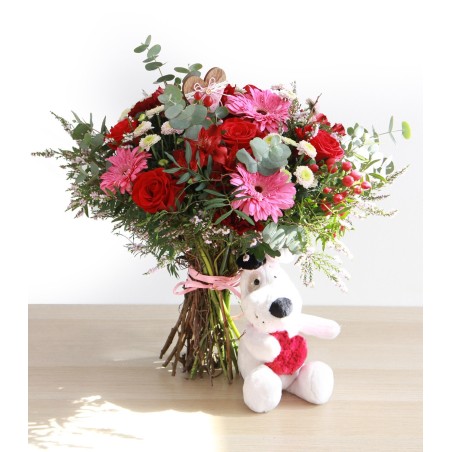 ramo de flores con peluche