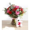 bouquet of flowers with teddy bear