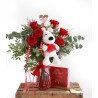 bouquet of roses with teddy bear