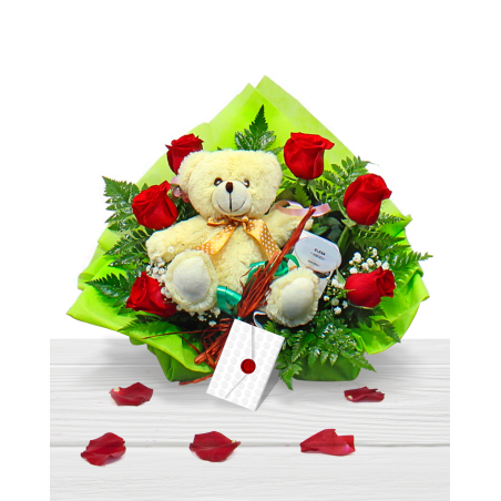Center of Stuffed Roses and Chocolates at Home Free Shipping