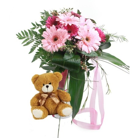 Gerberas & Teddy Gift Bouquet of Gerberas and Teddy with Free Shipping
