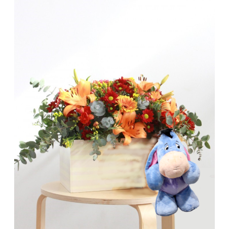 Flower Box and Disney Eeyore Teddy. Gift Fantasy. Free shipping