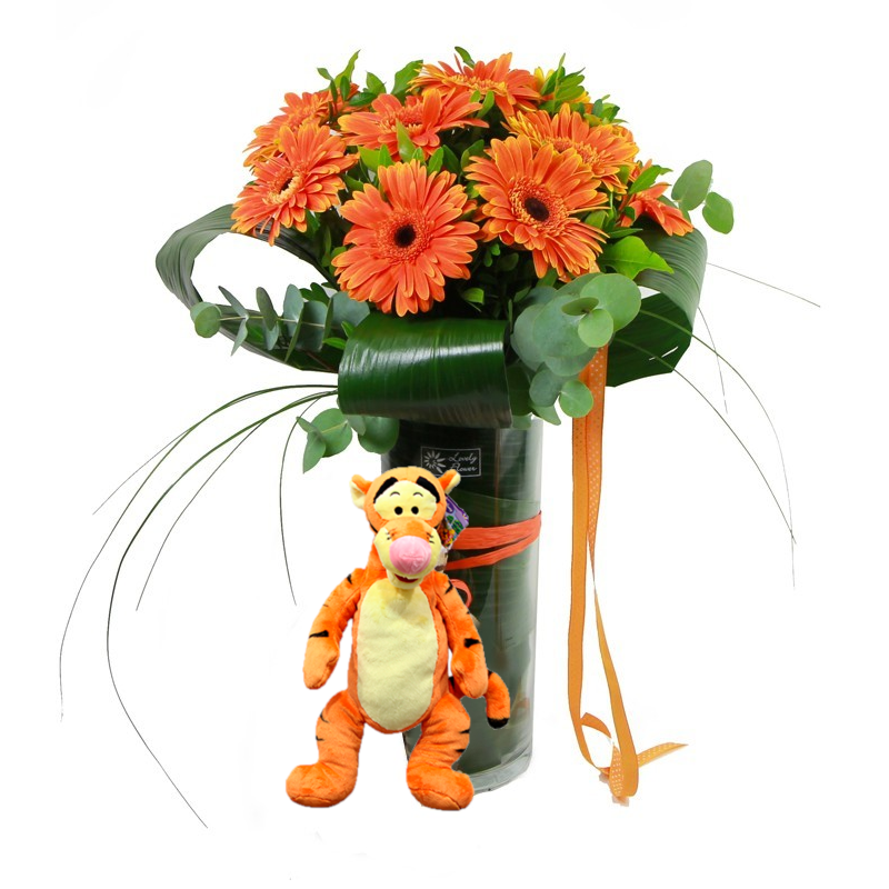 Bouquet de Gerberas con peluche Disney- Flores para Nacimientos, Amor