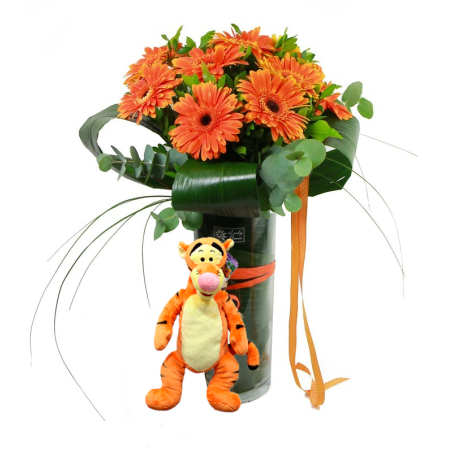 Bouquet of Gerberas with stuffed animal Disney Flowers for Births Love