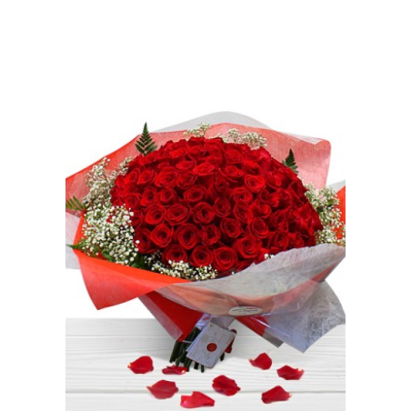 Give Love on Valentine's Day Large Bouquet of Red Roses 101 Roses