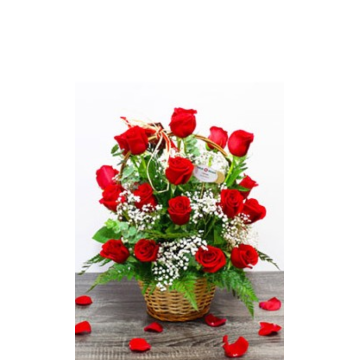 Basket of Roses Valentine's Gifts 25 Roses with Free Delivery