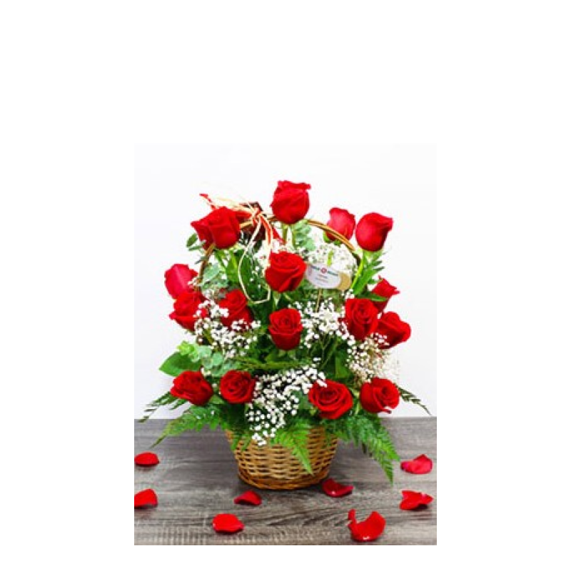 Basket of Roses Valentine's Gifts 25 Roses with Free Delivery