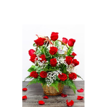 Cesta de Rosas Regalos San Valentín 25 Rosas con Entrega Gratis
