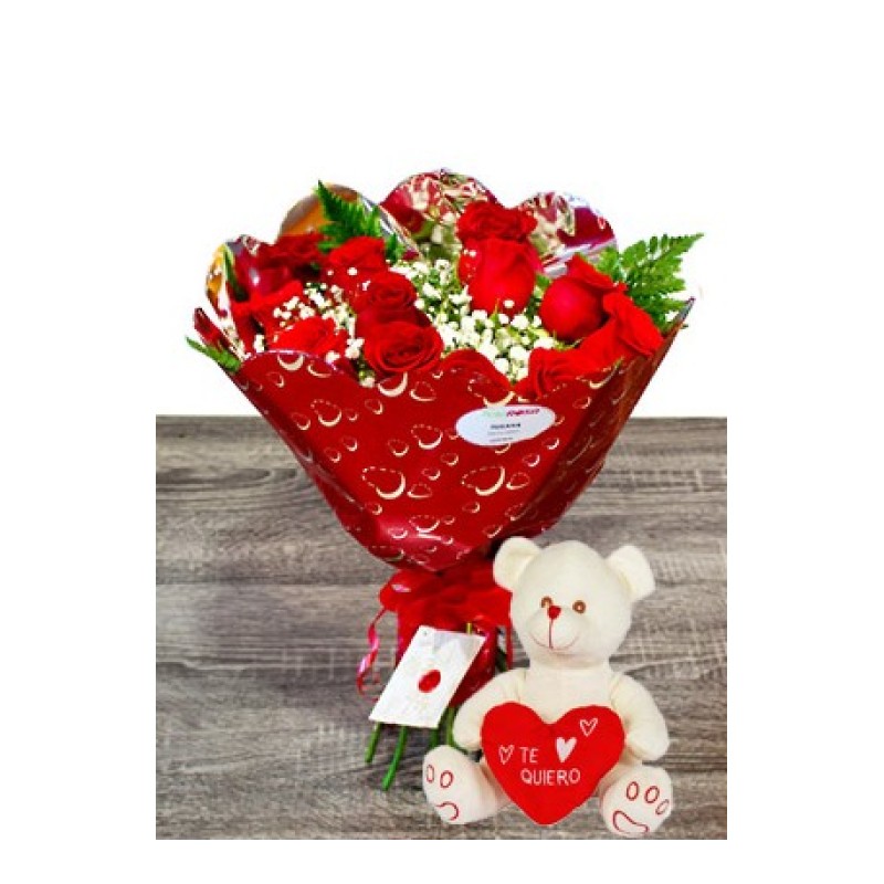 Roses for Valentine's Day Cupid Plush FREE Delivery