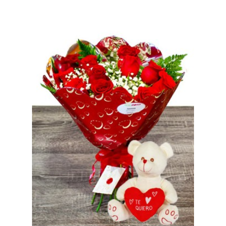 Roses for Valentine's Day Cupid Plush FREE Delivery