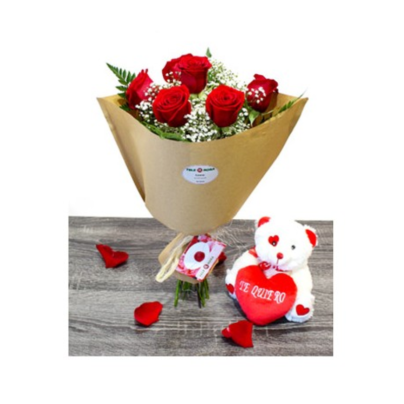 Roses and Teddy Bear In Love Cheap Flower Flowers  the Best Price