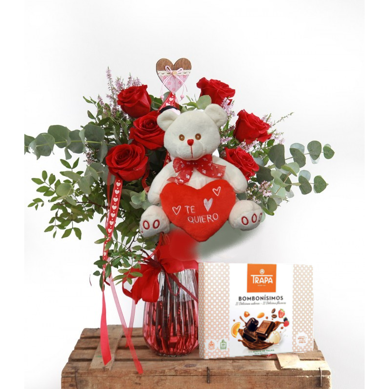 Ram de Roses amb Peluix i Bombons. Flors en Oferta Lliurament Gratis