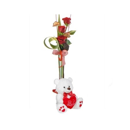 Enviar Rosas y Peluche Enamorado  Flores online Envío a domicilio