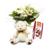 Regala este Pack de Flores Blancas, Peluche y Bombones Pedidos online