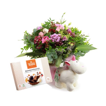 Pack Floral Silvestre amb peluix i bombons. Regal de Flors Fresques