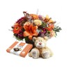 Rustic Flower Basket & Plush. Free home delivery