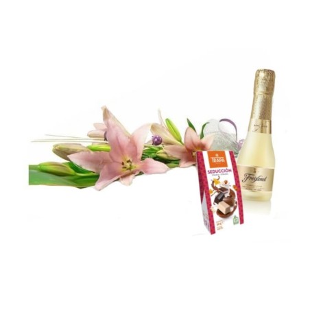 Pack Lilium Rosat Regalar Lliris, Bombons i Cava. Compra de Lilium