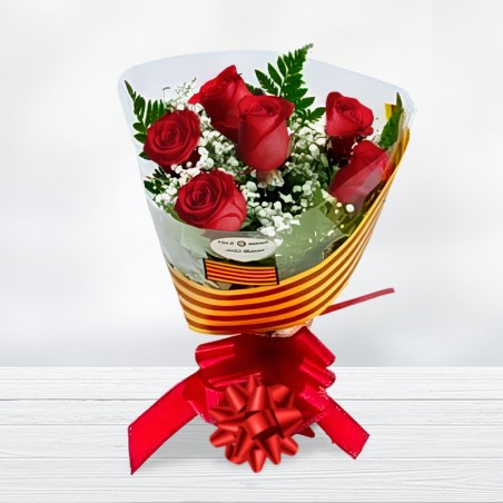 Sant Jordi gifts Red Roses Bouquet 6 Roses Delivery to Domicilio