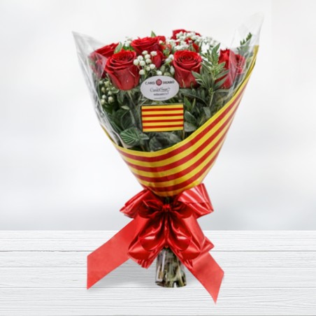 Roses for Sant Jordi with Senyera Give Roses Home Delivery