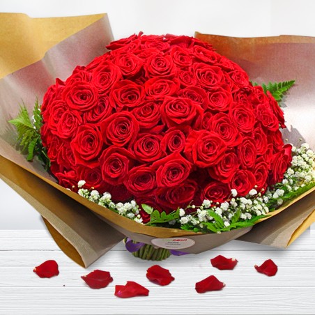Bouquet of 100 Roses or Bouquet of 101 Roses at Home. Free Delivery