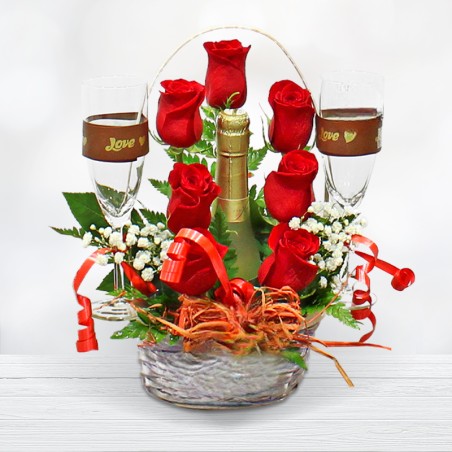 Regalo Original San Valentín Mini Brindis Amor Rosas Rojas Amor