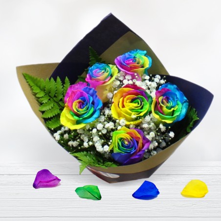 Bouquet of Rainbow Roses, Multicolor, Rainbown . Free Delivery