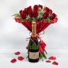 Roses and Bottle of Champagne Moët Chandón Free Delivery