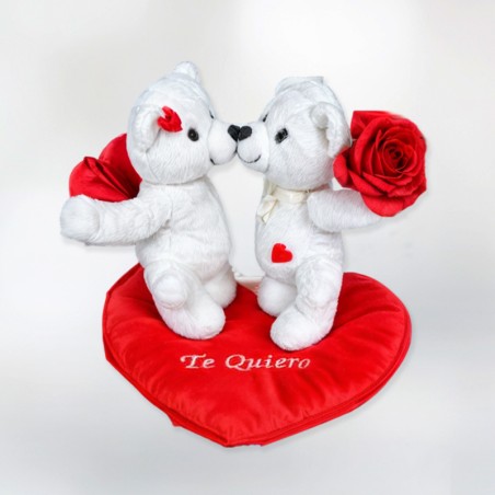 Teddy bear. Couple of Bears in Love. Gifts with Love Flowers