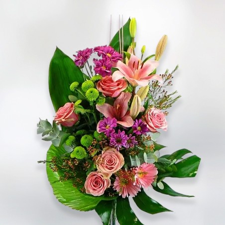 Bouquet of Pink Flowers Vertical Composition. Free Delivery