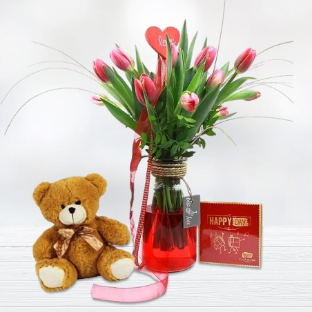 Comprar Tulipanes Ramo Tulipanes con Peluche y Bombones Envío Gratis