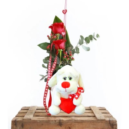 You & Me. Ramo de Rosas con Peluche. Dúo de Rosas. Regala Tú y Yo